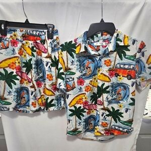 Tropical Surf Kids Shirt and Shorts Set